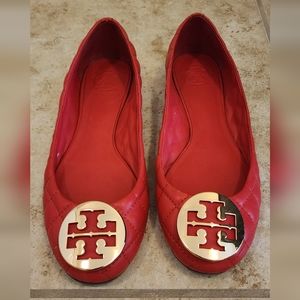 Tory Burch Reva Flat, Red, Size 7